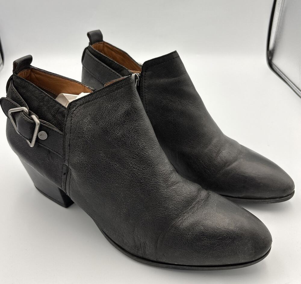 Franco Sarto Boots Woman’s Sz 10 Garfield Ankle Booties Black Leather Block Heel